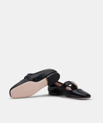 Roger Vivier Très Vivier Strass Buckle Babies Ballerinas in Patent Leather