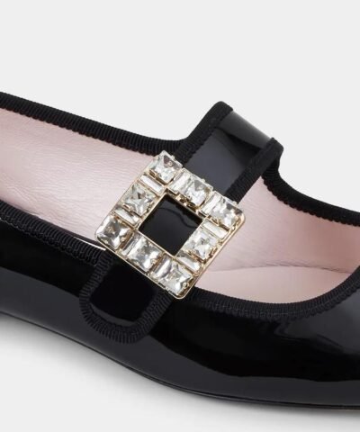 Roger Vivier Très Vivier Strass Buckle Babies Ballerinas in Patent Leather