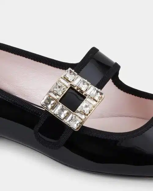 Roger Vivier Très Vivier Strass Buckle Babies Ballerinas in Patent Leather