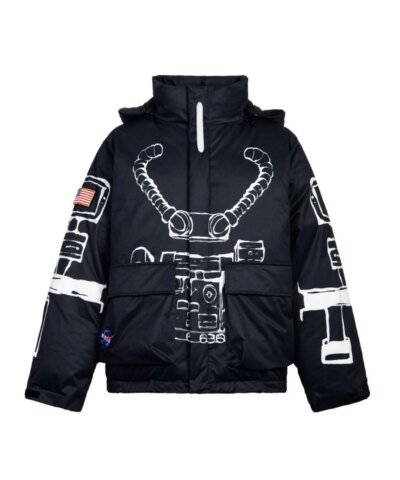 13 De Marzo x NASA Astronaut Teddy Bear Painted Down Jacket Black