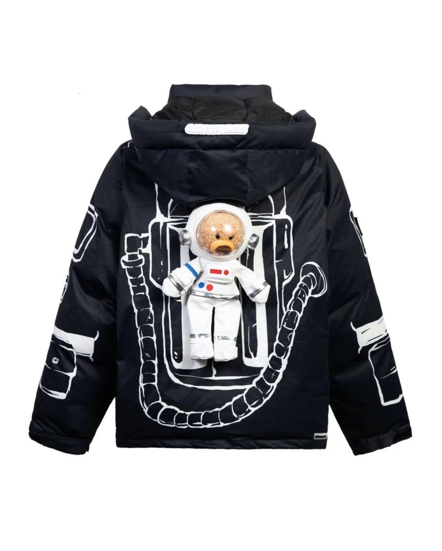 13 De Marzo x NASA Astronaut Teddy Bear Painted Down Jacket Black