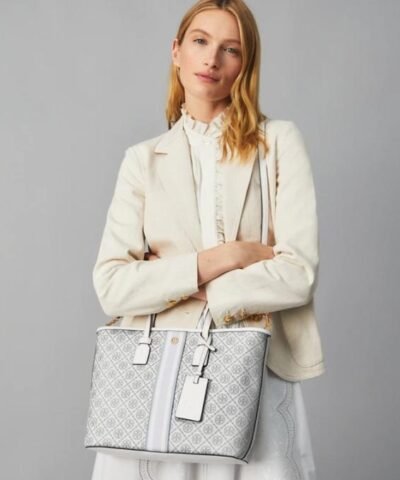 Tory Burch T Monogram Coated Canvas Small Tote Bag