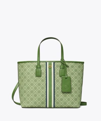 Tory Burch T Monogram Coated Canvas Small Tote Bag