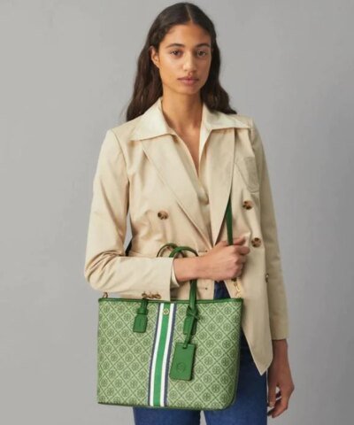 Tory Burch T Monogram Coated Canvas Small Tote Bag