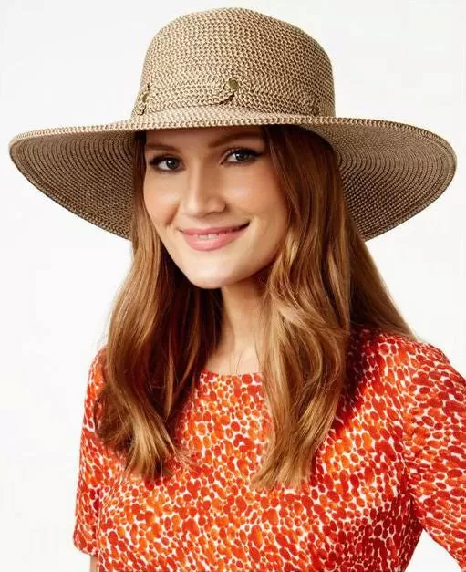 Nine West Natural Heather Paper Straw Floppy Hat