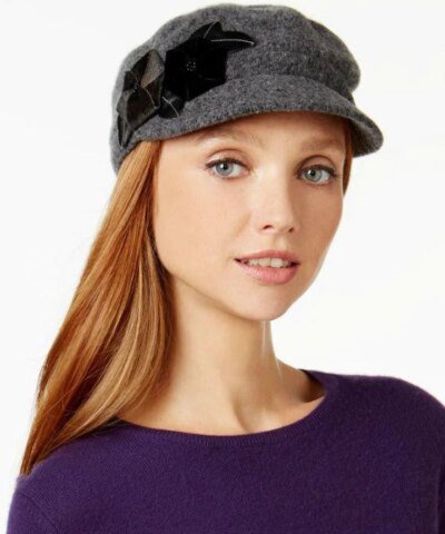 Nine West Menswear Flower Tailored Wool Newsboy