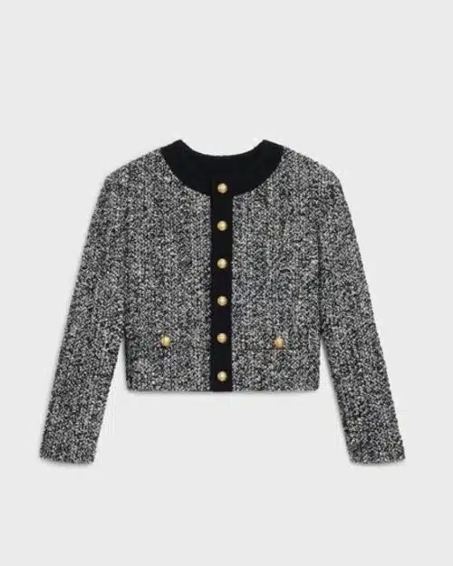 Celine "Chasseur" Jacket In Bouclé Tweed Noir/Craie