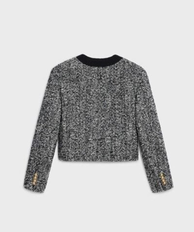 Celine "Chasseur" Jacket In Bouclé Tweed Noir/Craie
