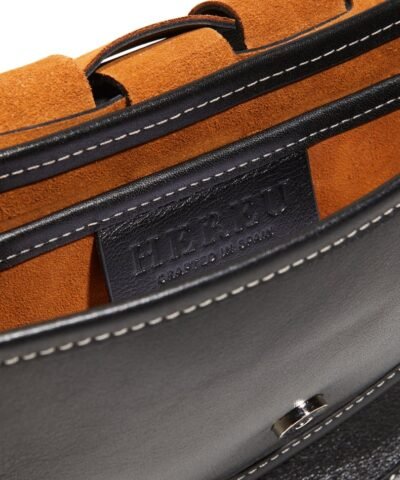 Hereu Lluna Woven Leather Saddle Crossbody Bag In Black