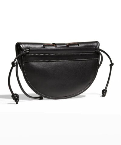 Hereu Lluna Woven Leather Saddle Crossbody Bag In Black