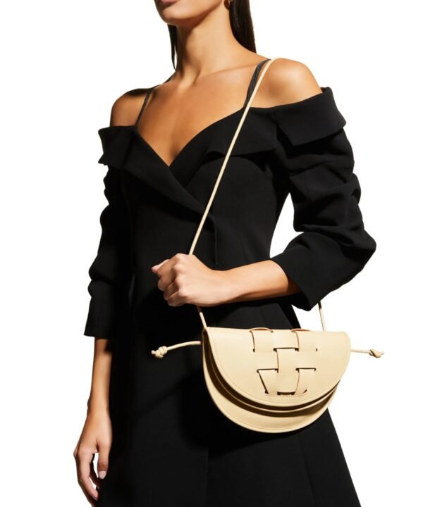 Hereu Lluna Woven Leather Saddle Crossbody Bag In Beige