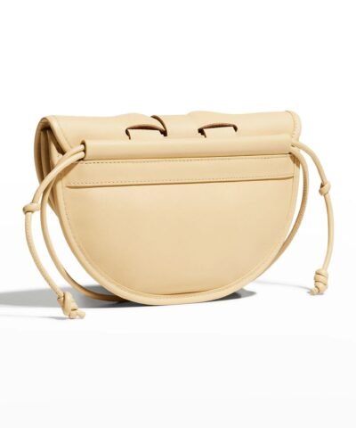 Hereu Lluna Woven Leather Saddle Crossbody Bag In Beige