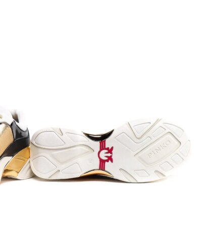 Pinko Metallic Olivo Shoes To Rock Black And Gold Sneakers