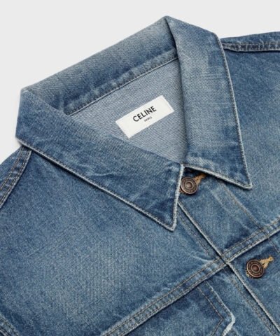 Celine Trucker Jacket With Bandana Lining In Union Wash