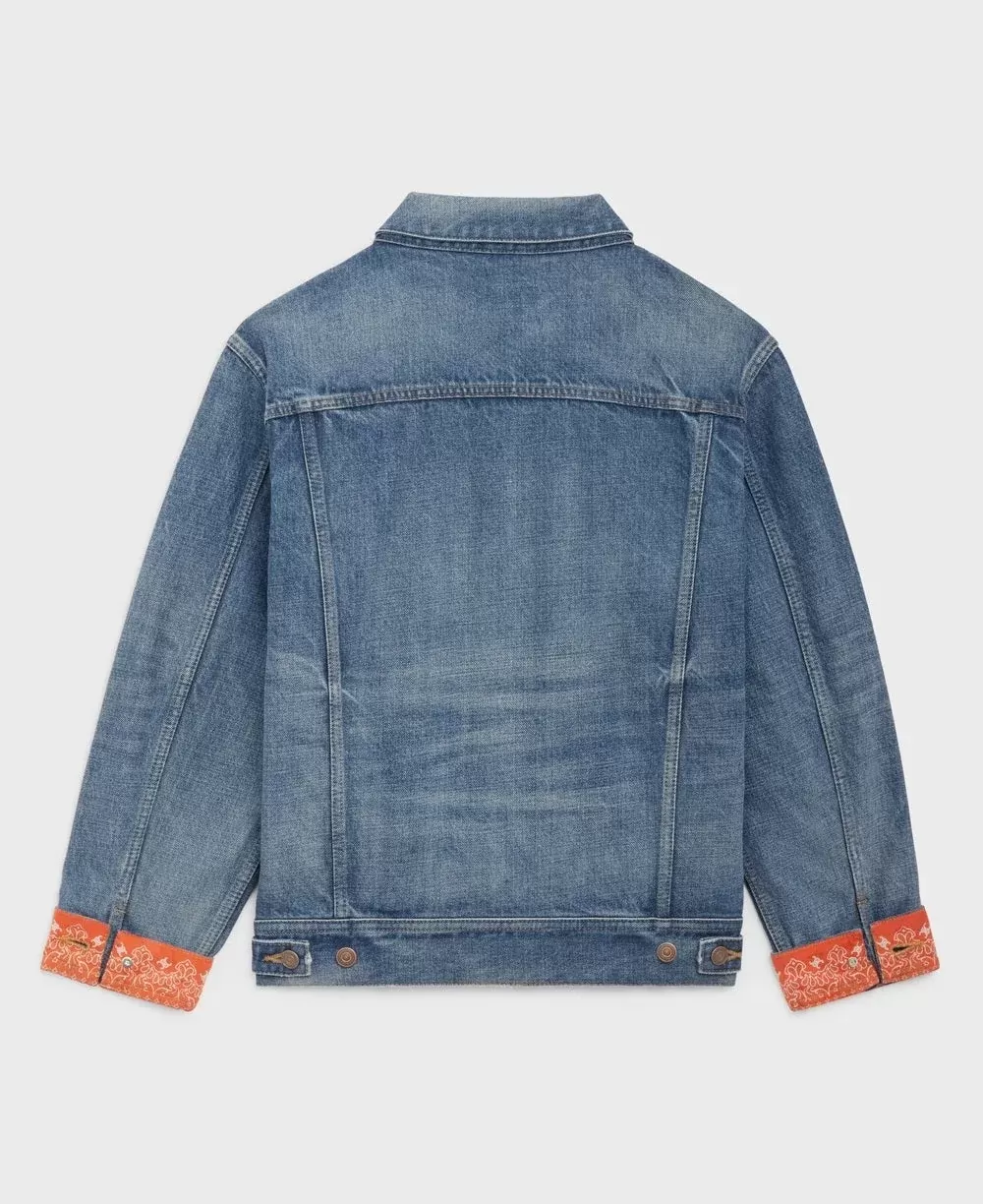 Celine Trucker Jacket With Bandana Lining In Union Wash