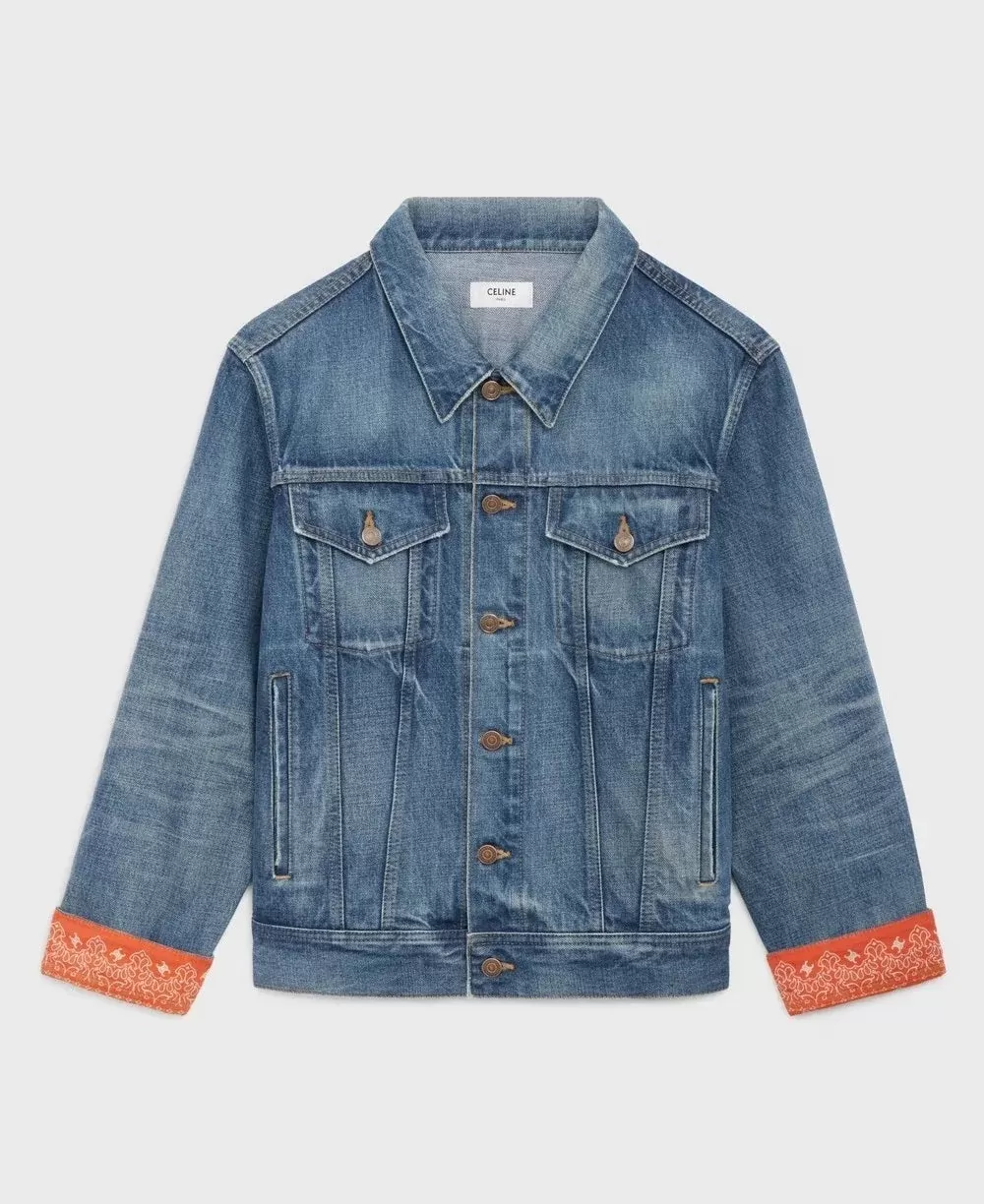 Celine Trucker Jacket With Bandana Lining In Union Wash