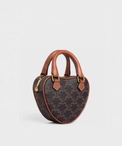 Celine Medium Heart In Triomphe Canvas And Calfskin Shoulder Bag