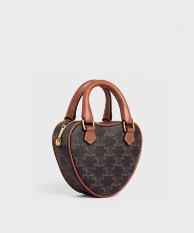 Celine Medium Heart In Triomphe Canvas And Calfskin Shoulder Bag