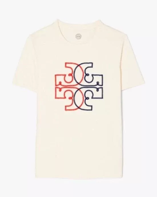 Tory Burch Embroidered Color-Block Logo T-Shirt