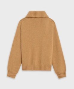 Celine Open-Collar Sweater With Signature In Seamless Cashmere
