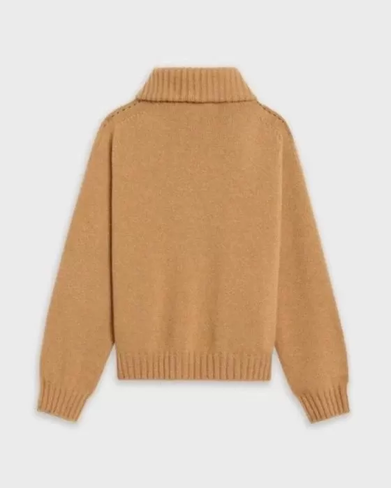 Celine Open-Collar Sweater With Signature In Seamless Cashmere