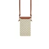 Celine Phone Pouch With Flap In Triomphe Canvas And Lambskin White/Tan