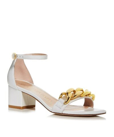 Stuart Weitzman Amelina 50mm Chain-Link Sandals, White