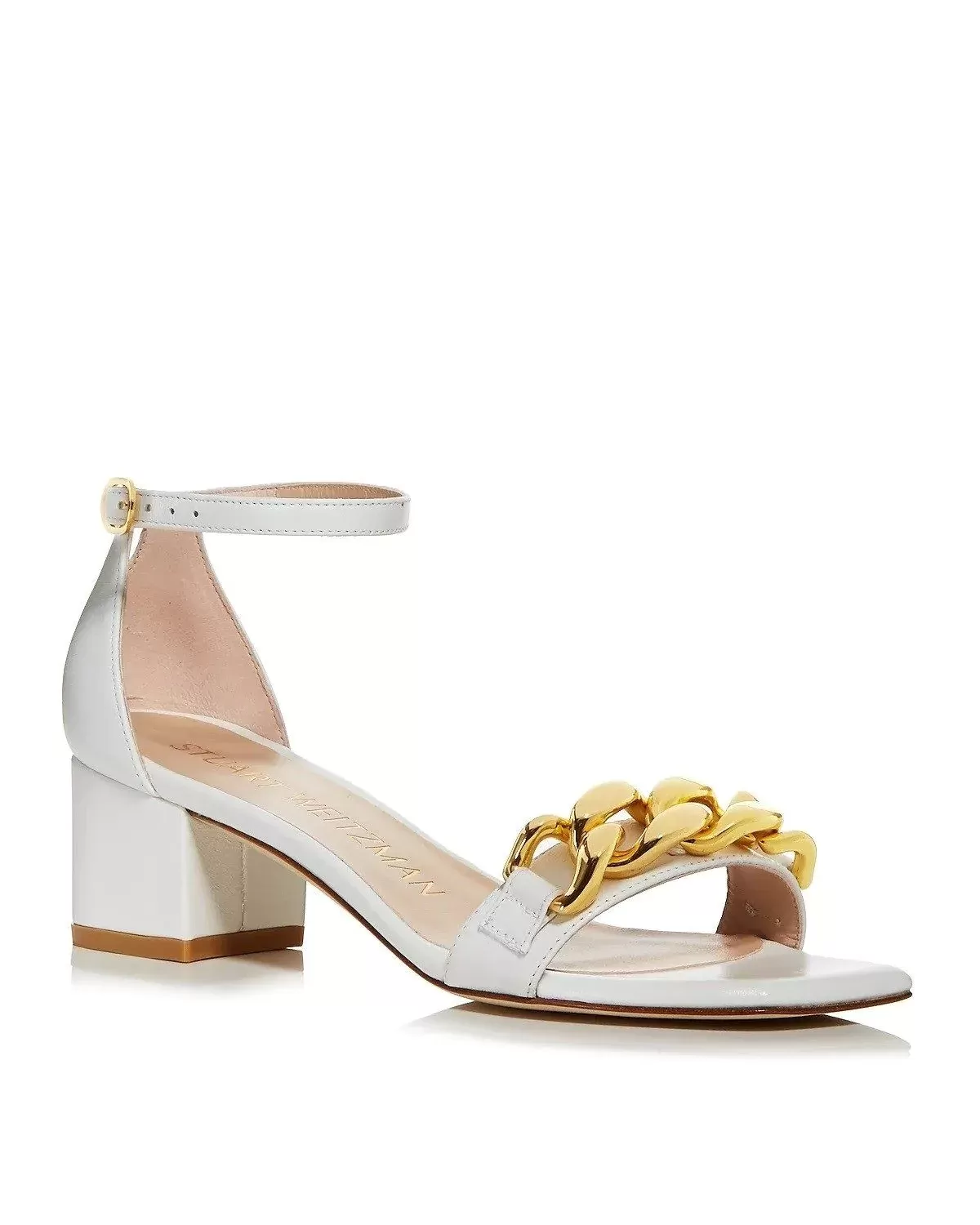 Stuart Weitzman Amelina 50mm Chain-Link Sandals, White