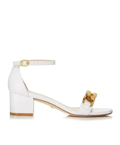 Stuart Weitzman Amelina 50mm Chain-Link Sandals, White