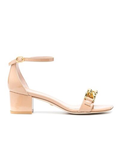 Stuart Weitzman Amelina 50mm Chain-Link Sandals, Nude