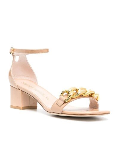 Stuart Weitzman Amelina 50mm Chain-Link Sandals, Nude