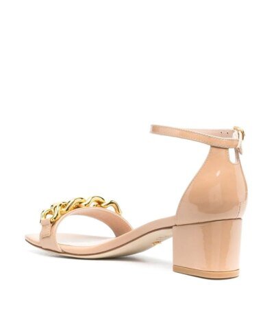 Stuart Weitzman Amelina 50mm Chain-Link Sandals, Nude