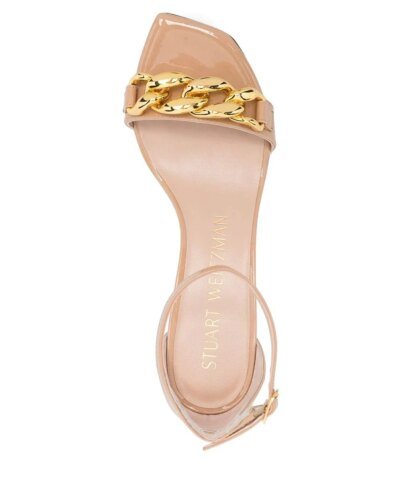 Stuart Weitzman Amelina 50mm Chain-Link Sandals, Nude