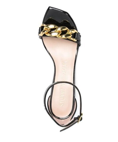 Stuart Weitzman Amelina 50mm Chain-Link Sandals, Black