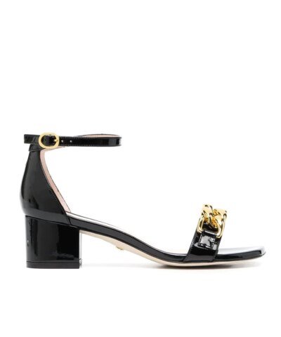 Stuart Weitzman Amelina 50mm Chain-Link Sandals, Black
