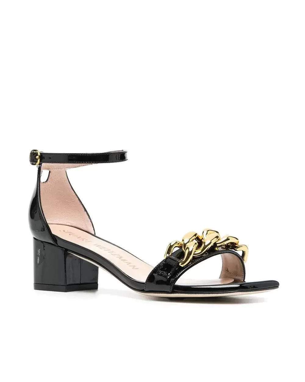 Stuart Weitzman Amelina 50mm Chain-Link Sandals, Black