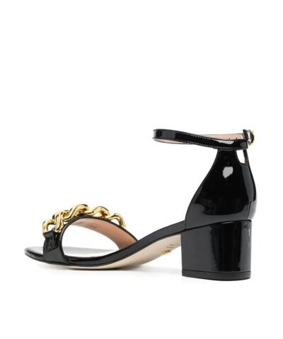 Stuart Weitzman Amelina 50mm Chain-Link Sandals, Black
