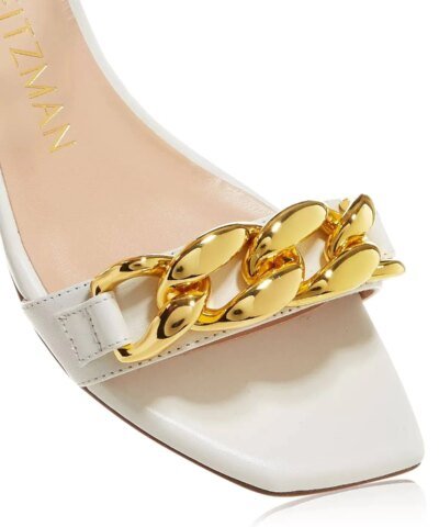 Stuart Weitzman Amelina 50mm Chain-Link Sandals, White