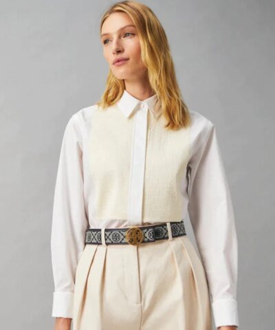 Tory Burch T Monogram Jacquard Belt, Tory Navy