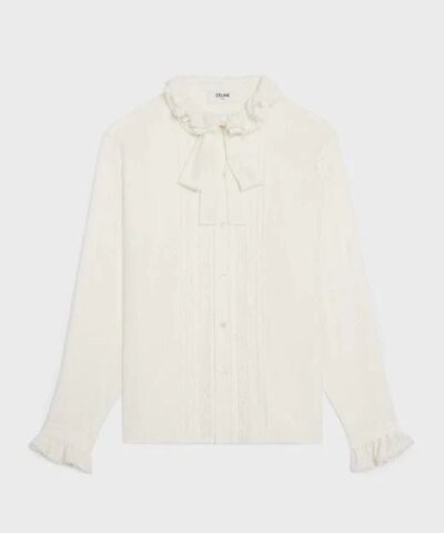 Celine Loose Shirt In Broderie Anglaise
