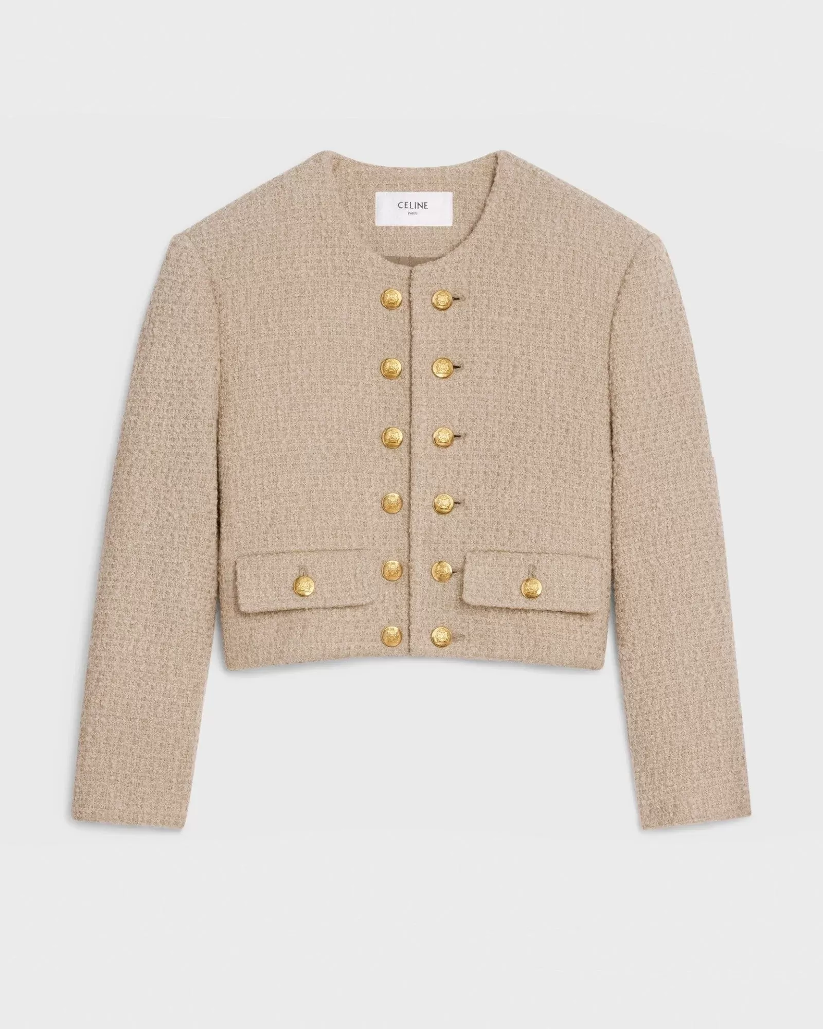 Celine "Chasseur" Jacket In Braided Bouclé Tweed Corde