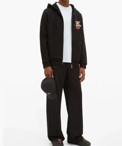 Burberry Logo and monogram-print cotton hooded sweatshirt