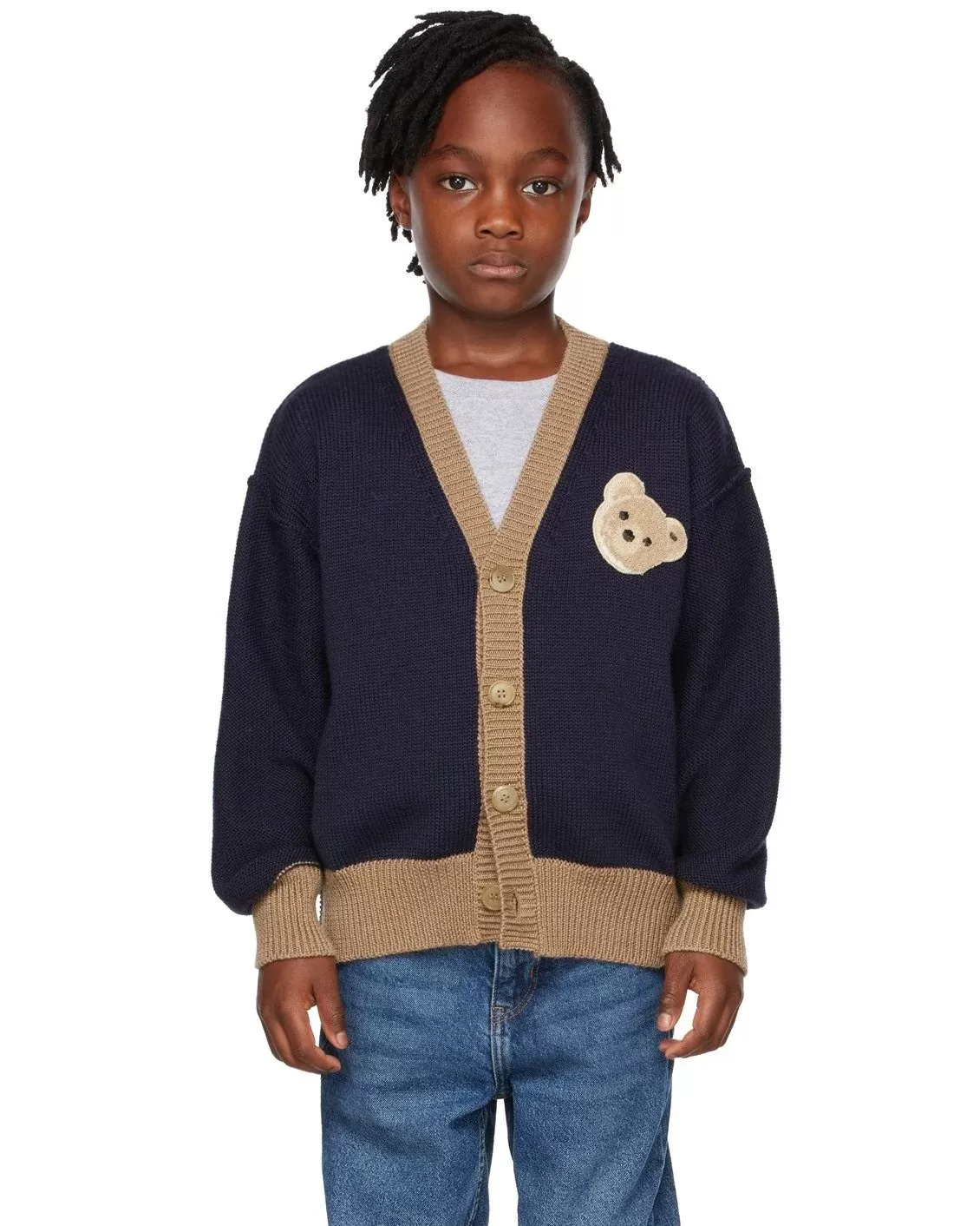 Palm Angels Kids Teddy Bear Detailed Cardigan