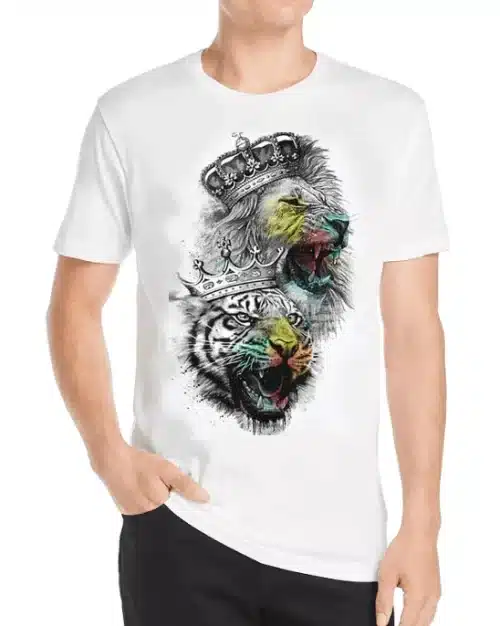 Men's Summer Crown Lion And Tiger 3D Print T-Shirt