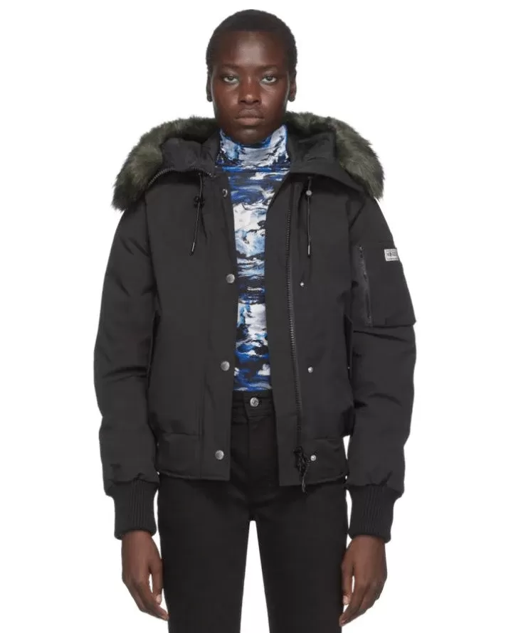 Kenzo Black Down Faux-fur Hooded Jacket