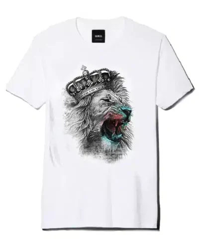 Men's Crown Lion 3D Print Cotton T-Shirt