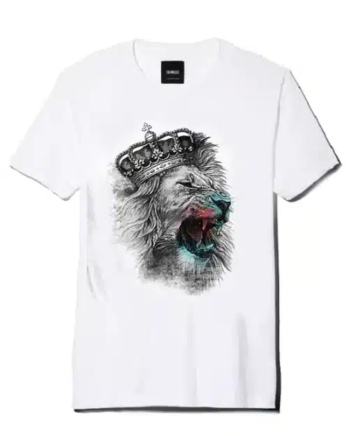 Men's Crown Lion 3D Print Cotton T-Shirt