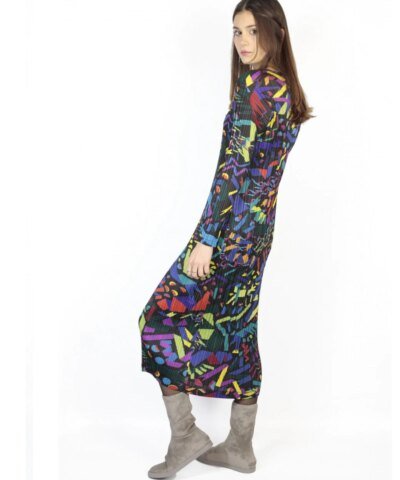 Pleats Please Issey Miyake Long Sleeve Dress Confetti