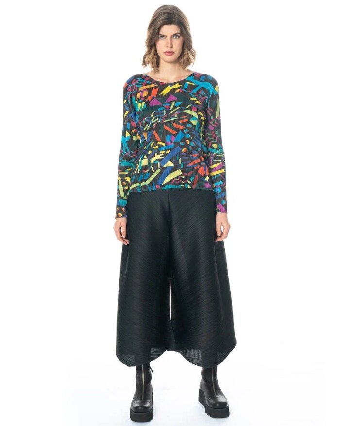 Pleats Please Issey Miyake Confetti Graphic-Print Woven Top