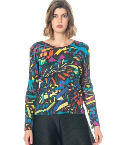 Pleats Please Issey Miyake Confetti Graphic-Print Woven Top